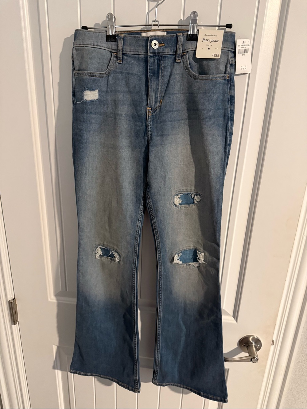 Abercrombie Kids High Rise Flare Jeans Distressed 15/16 Regular NWT